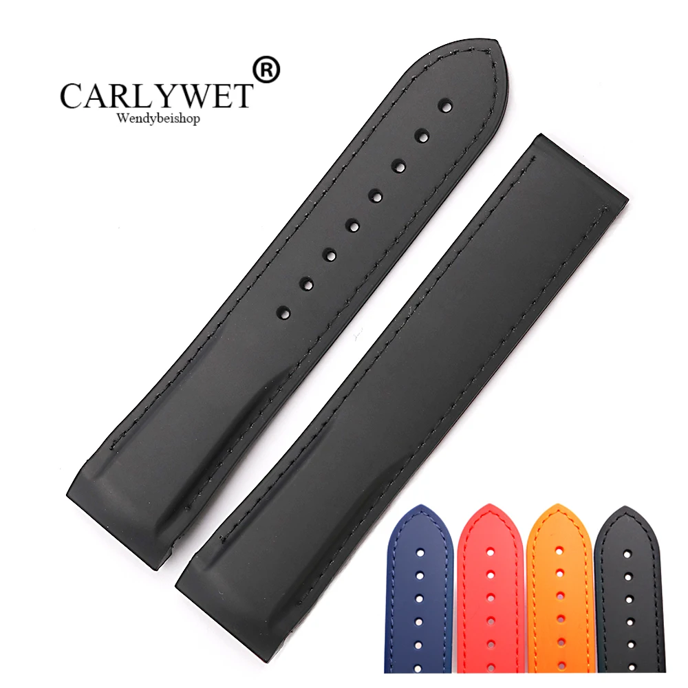 CARLYWET 20 22 мм Чистый цвет резиновый силиконовый сменный ремешок для часов Ремешок для Омега планеты океана 45 42 мм