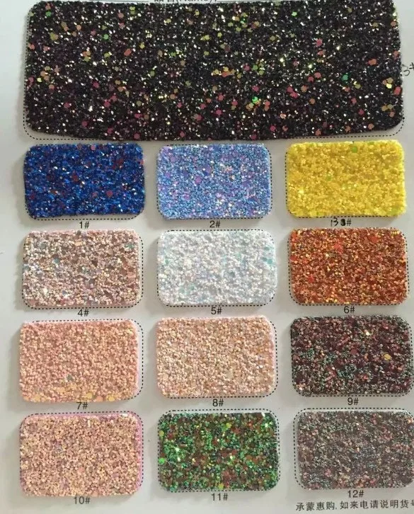 

1.2MM thickness synthetic PVC Rough chunky glitter leather fabric