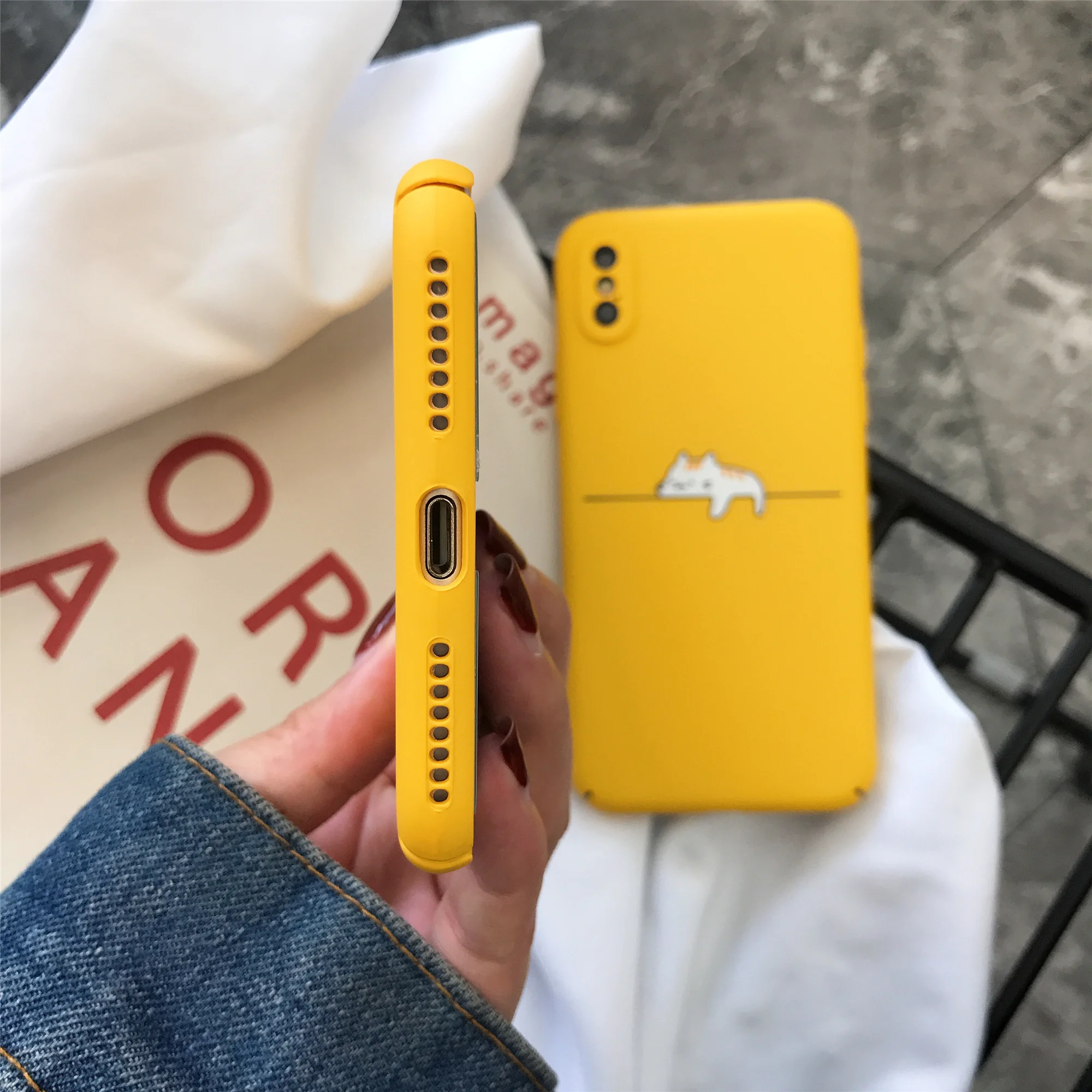 Чехол для телефона Coque Funda чехол iPhone 6 6s 7 8 X Plus Жесткий ПК XS MAX XR Желтый ленивого