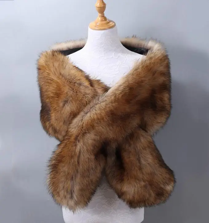 as the pictures show Женские свадебные куртки болеро из искусственного меха Зимние теплые вечерние аксессуары для невесты - Цвет: as the pictures show