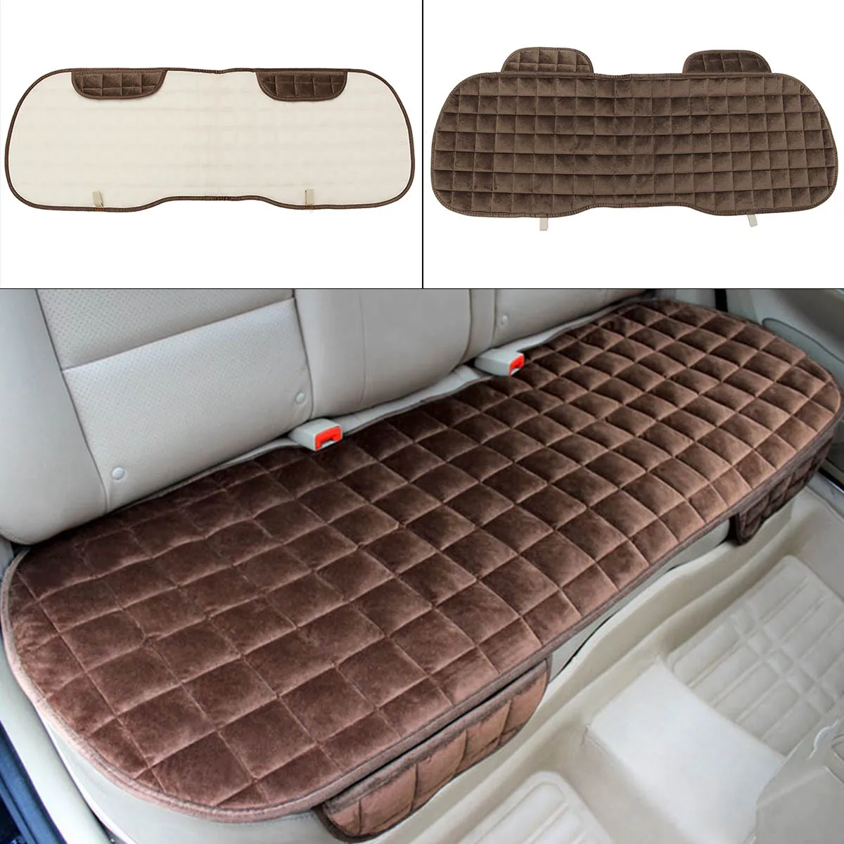 Rear Brown Car Front Rear Universal Seat Cover Winter Warm Black Seat Cushion Anti-Slip Rear Back Chair Seat Pad For Vehicle Auto Protector - Название цвета: Rear Brown