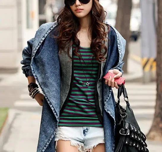 Women Denim Jeans Coat Jacket 2019 New Coats Vintage Long Sleeve Slim Hoody Plus Size Hooded Roupas Femininos E889 | Женская одежда