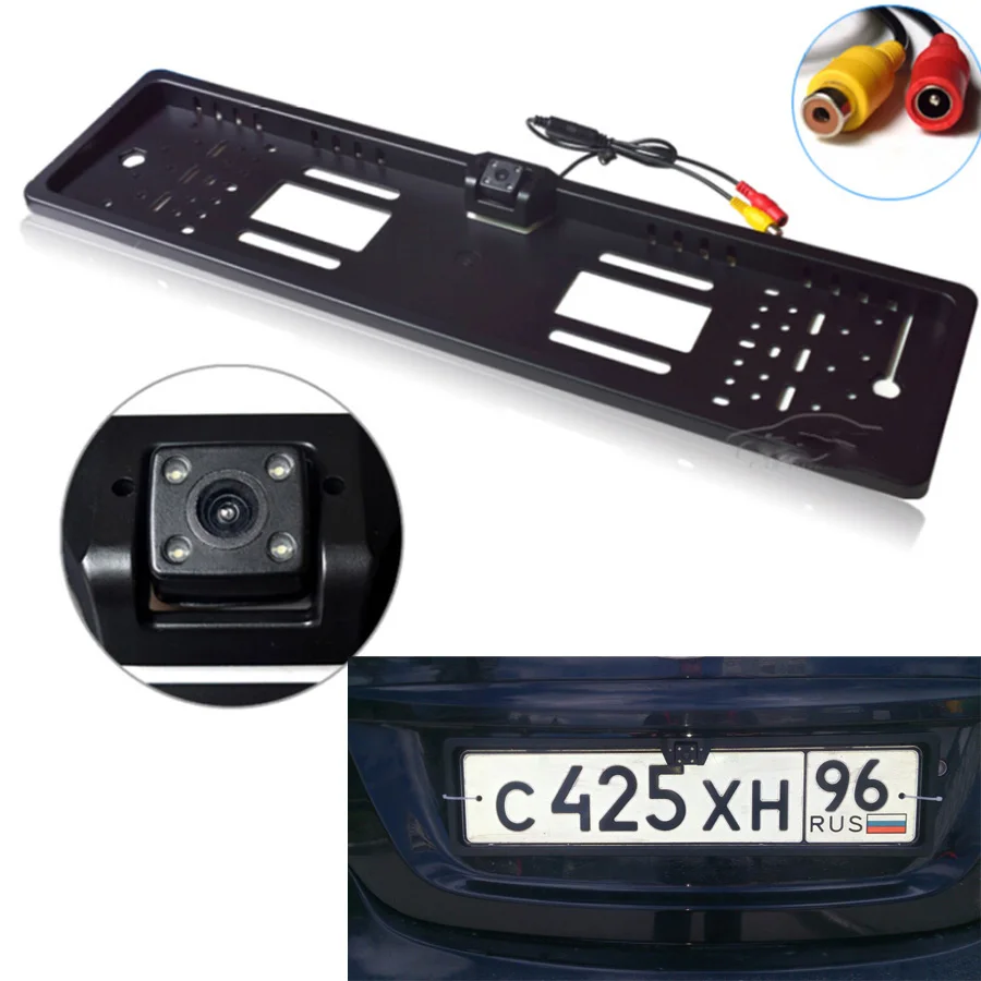 Waterproof European License Plate Frame Rear View Camera Auto Car Reverse Backup Parking Rearview Camera Night Vision 170 degree