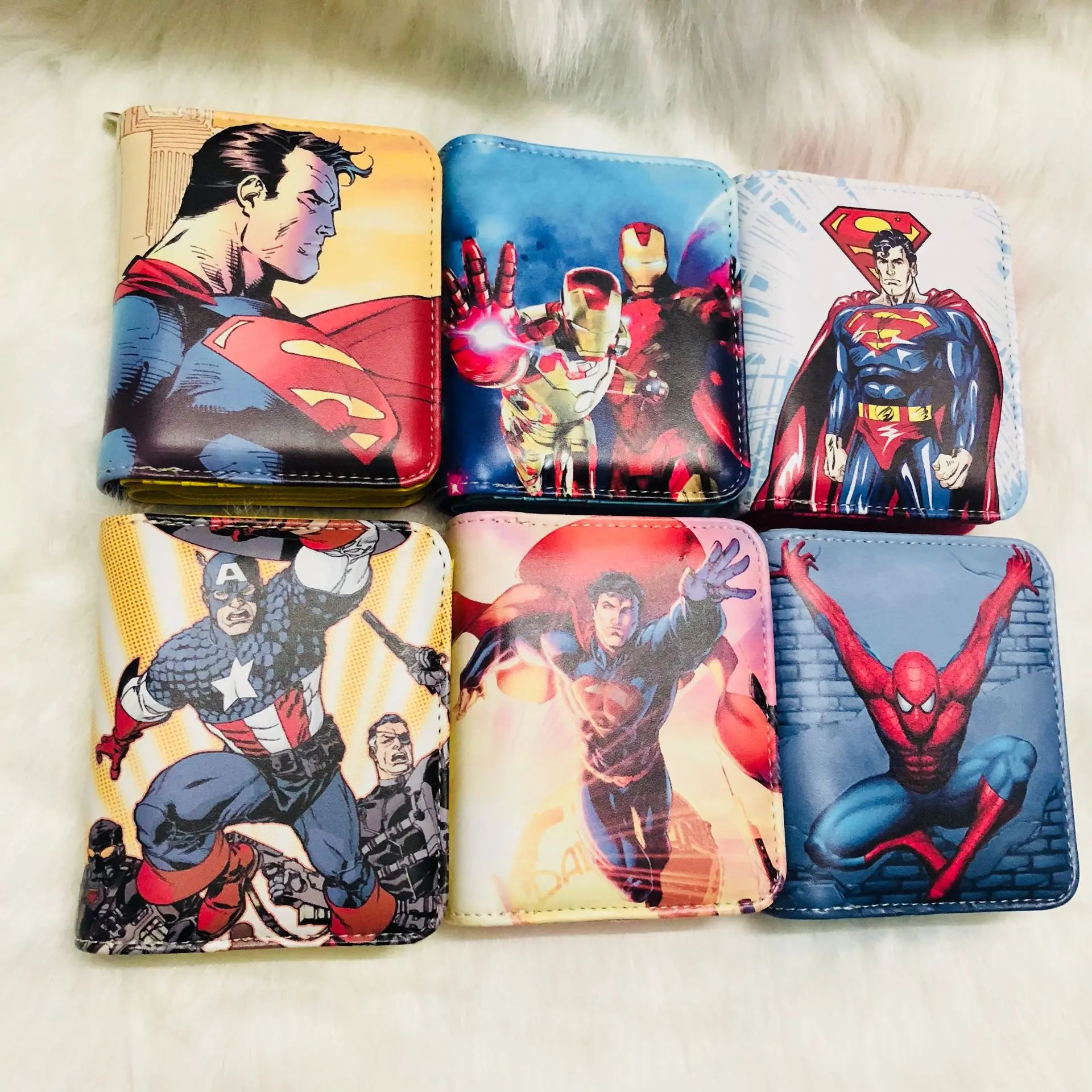 Кошелек с героями мультфильмов, Железный человек, Человек-паук, Капитан Америка, милый детский кошелек для монет, держатель для карт, кошельки и кошельки, мужские кошельки