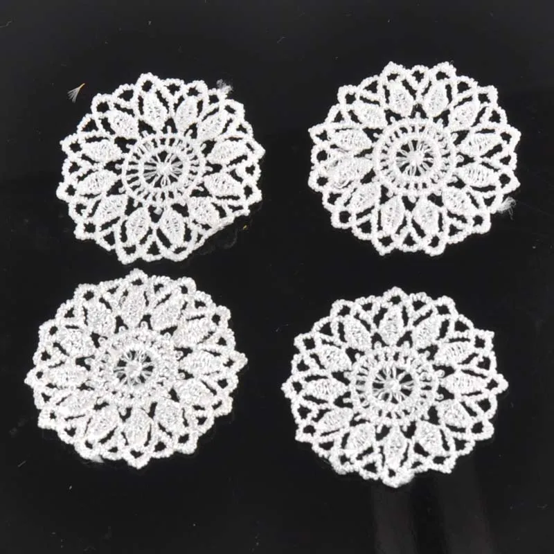 30 шт./лот круглый цветок Кружевная аппликация сетка отделка для одежды