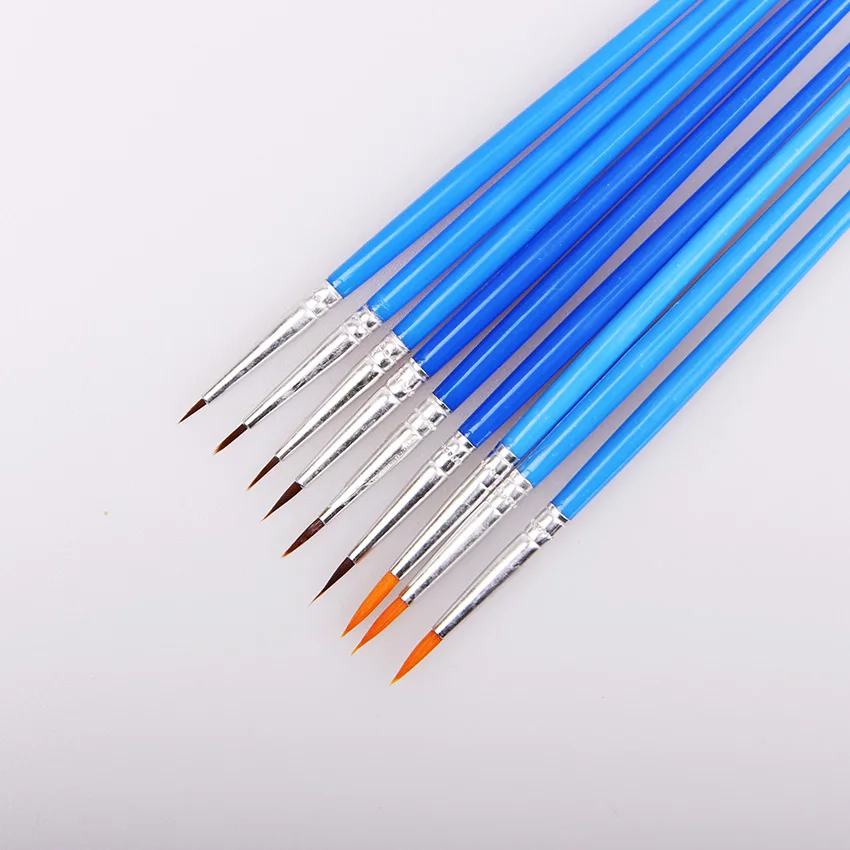 10 Pcs/Set Fine Hand Painted Thin Hook Line Pen Blue Art Supplies Drawing Art Pen Paint Brush Nylon Brush Painting Pen