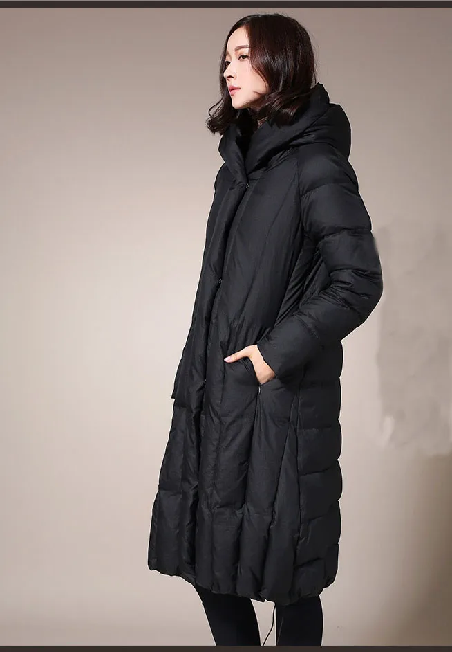 Женский Длинный Зимний пуховик Свободный теплый зимний большого размера яркая