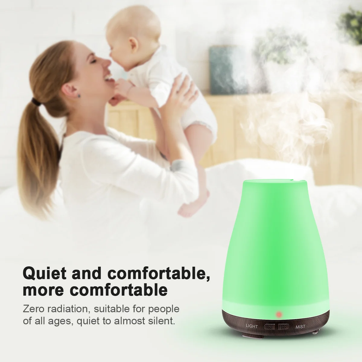 Aroma Essential Oil Diffuser Ultrasonic Air Humidifier with Wood Grain 7 Color Changing LED Lights for Office Home 100ML | Бытовая