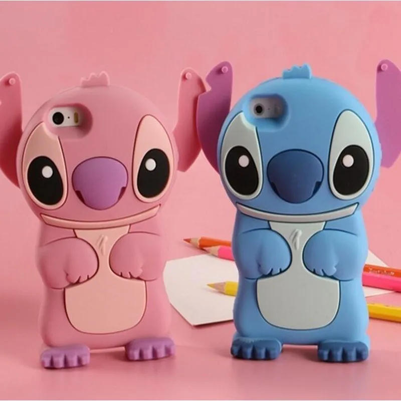 Милый мультфильм модель силиконовый материал Ститч 3D подвижное ухо крышка телефона чехол для iPhone 5 5S SE 6 6s 7 8 Plus X Xs Max XR оболочка