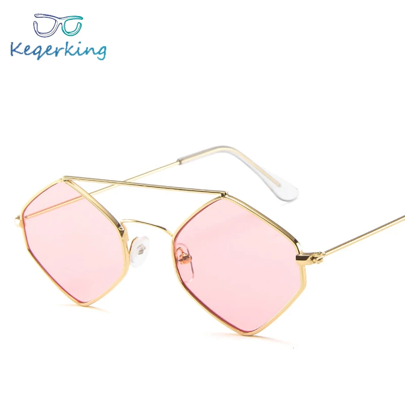 

Модные нестандартные солнцезащитные очки для женщин/мужчин, винтажные металлические двухлучевые многоугольные солнечные очки с морским л...