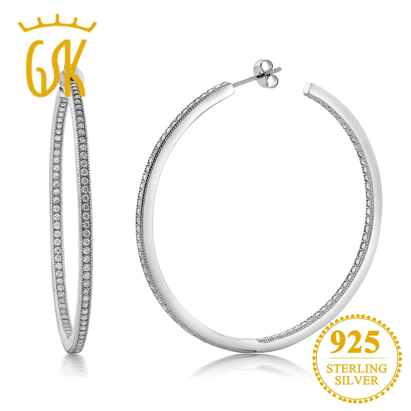 Серьги кольца GemStoneKing из стерлингового серебра 925 пробы женские круглые серьги с