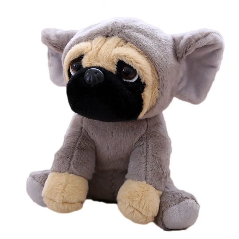 

20cm Shar Pei Dog Doll Toy Cute Doll Wearing Cap Dog Simulation Pug Doll Plush Toy Real Life Dog Toy