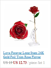 Love Forever Long Stem 24K Золотая фольга отделка роза цветок с кронштейном на День святого Валентина& День матери& юбилей& День рождения