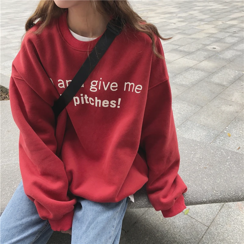 2 colors 2018 autumn and winter korean style letter print long-sleeve thicking warm sweatshirts pullover womens (y3126) | Женская одежда
