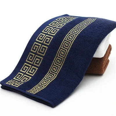 Geometric Blue Полотенце для лица из хлопка для ванной комнаты для взрослых 34x75 см, махровое банное полотенце с геометрическими полосками, впитывающее полотенце для рук, 4 вида конструкций - Цвет: Geometric Blue