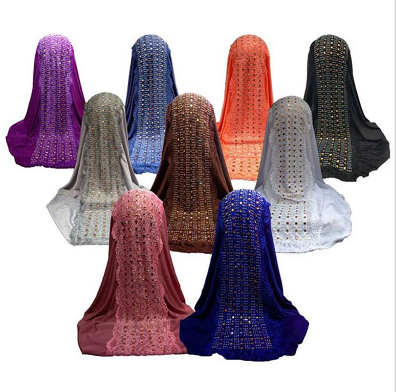 Кружевной мусульманский хиджаб/шарф/шапка/шляпа с горячим сверлением модная