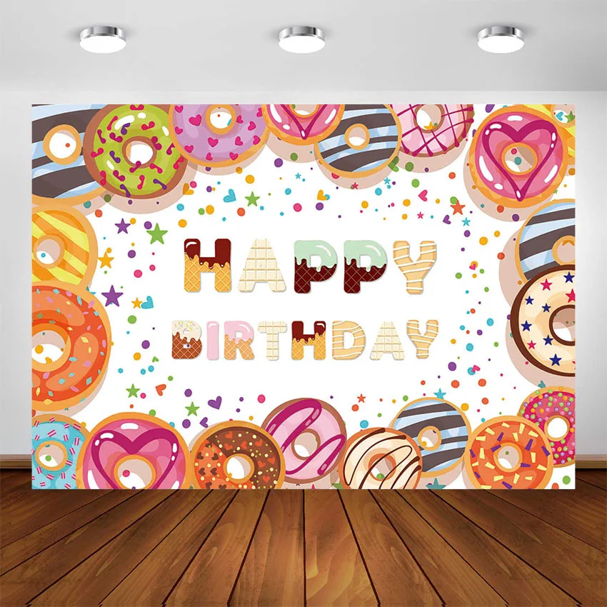 Фон для фотосъемки в виде пончика с надписью &quotHappy Birthday&quot|Фон фотосъёмки| |