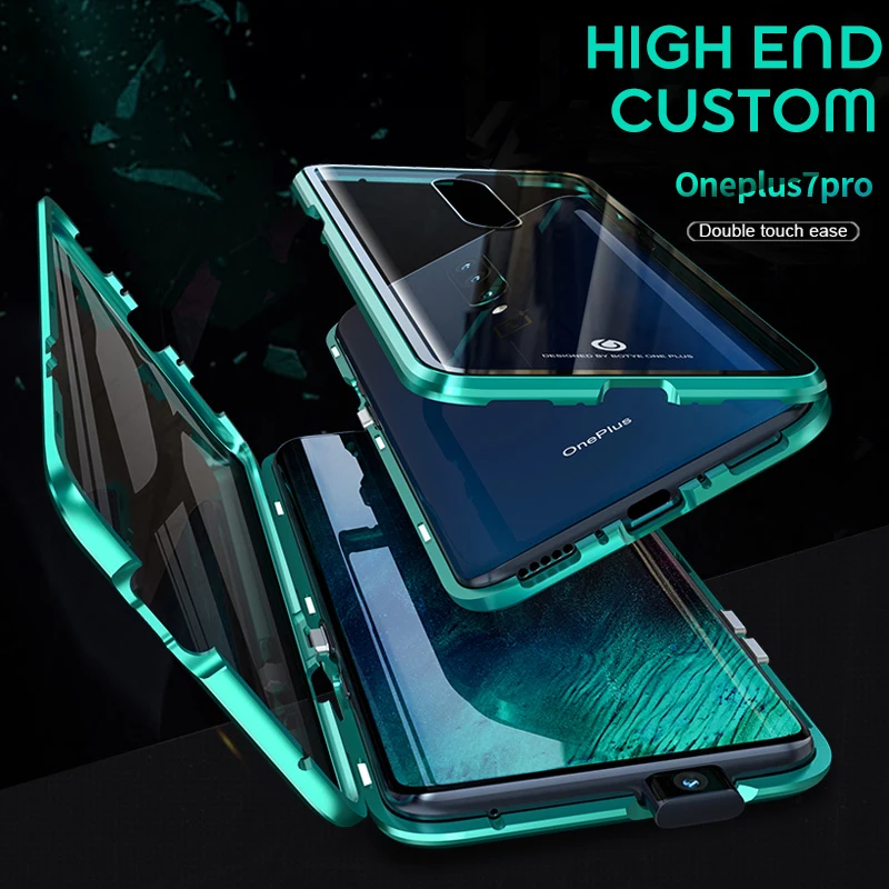 360 Frull защитный Магнитный чехол для телефона Oneplus 7 металлический Прозрачный