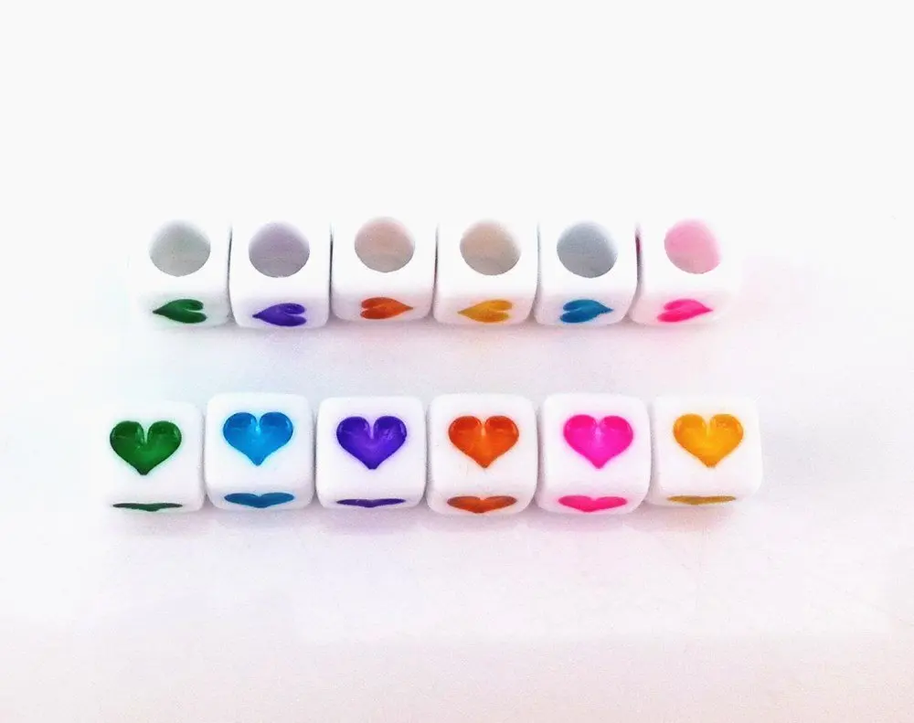 500 шт Акриловые Кубики сердца и круглые бусины для изготовления ювелирных