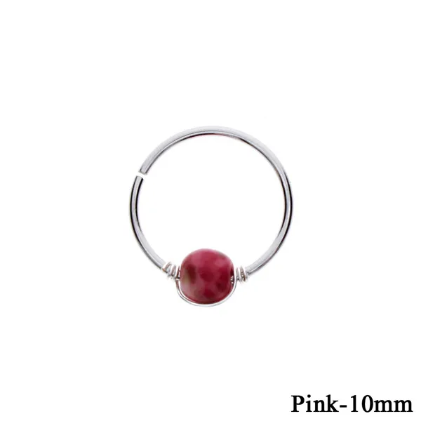 Pink-10mm 1 шт модные обручи спиральные пирсинг для хрящевой части уха хирургическая сталь бирюза перегородка кликеры кольцо носа губы трагус Пирсинг#257909 - Окраска металла: Pink-10mm