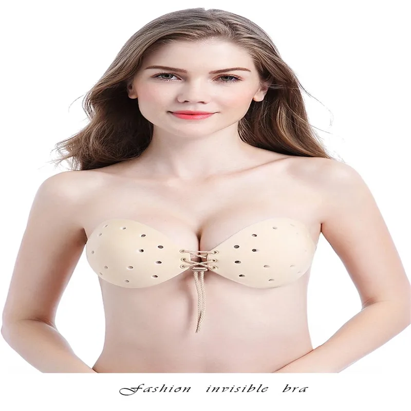 100pcs/	New Sexy bra Women Self Adhesive Strapless Breathable Stick Gel Silicone Push Up Invisible Bra seamless Intimates bras