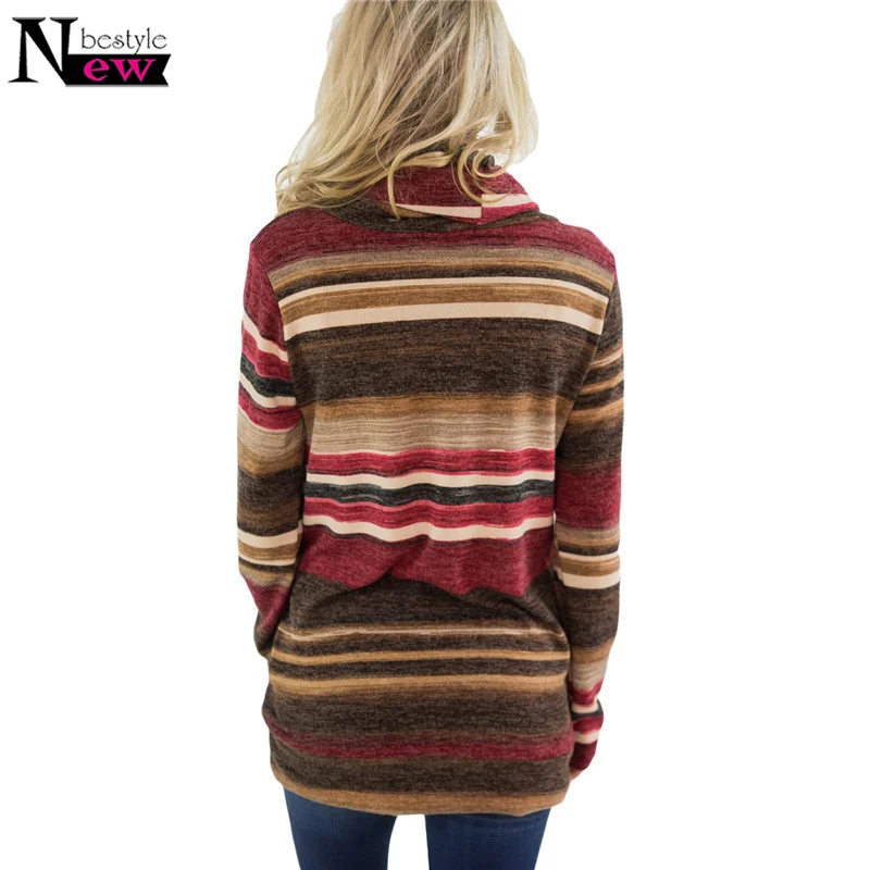 Spring Striped Multicolor Long Sleeve Shirt Women Casual Turtleneck Tshirt Streetwear Tops T Plus Size | Женская одежда
