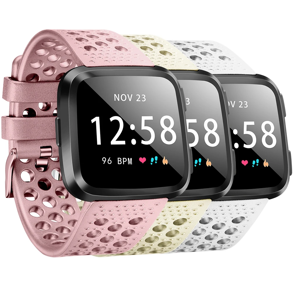Силиконовый ремешок цвета розового золота для умных часов Fitbit Versa Soft наручных Lite