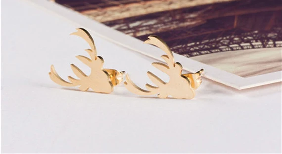 Small Deer Antler Horn Reindeer Stud Earrings For Mom Sister Children Best Friend Christmas Gifts Stainless Steel Brincos Bijoux|stud earrings|best