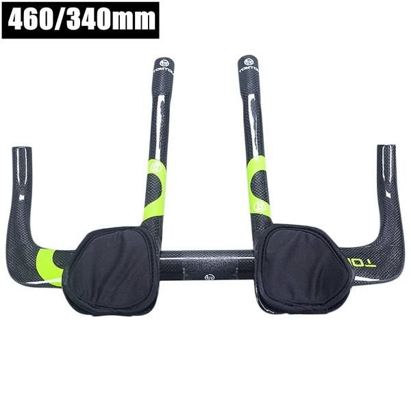 green 460X340mm TOMTOU 3K Углеродное волокно велосипедный Триатлон комплекты для руля велосипеда TT Руль+ руль для отдыха - Цвет: green 460X340mm