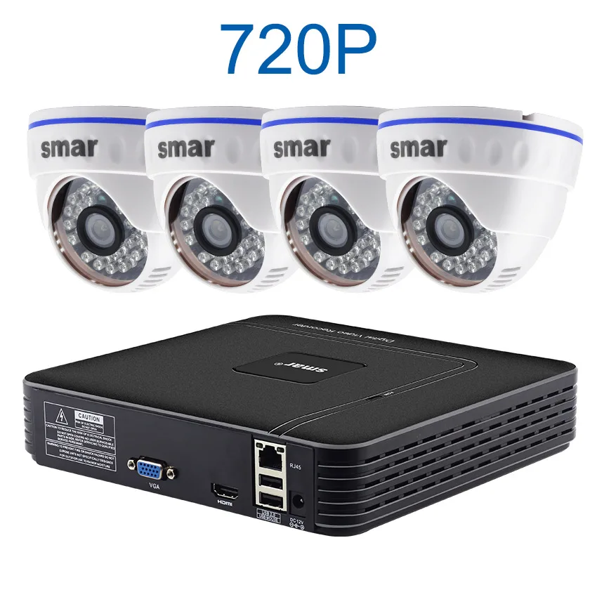 Красный Sm4ch 1080P HD камера видеонаблюдения системы безопасности 4 шт 1.0MP/1.3MP/2.0MP внутренние купольные камеры для видеонаблюдения Комплект системы видеонаблюдения DVR комплект - Цвет: Красный