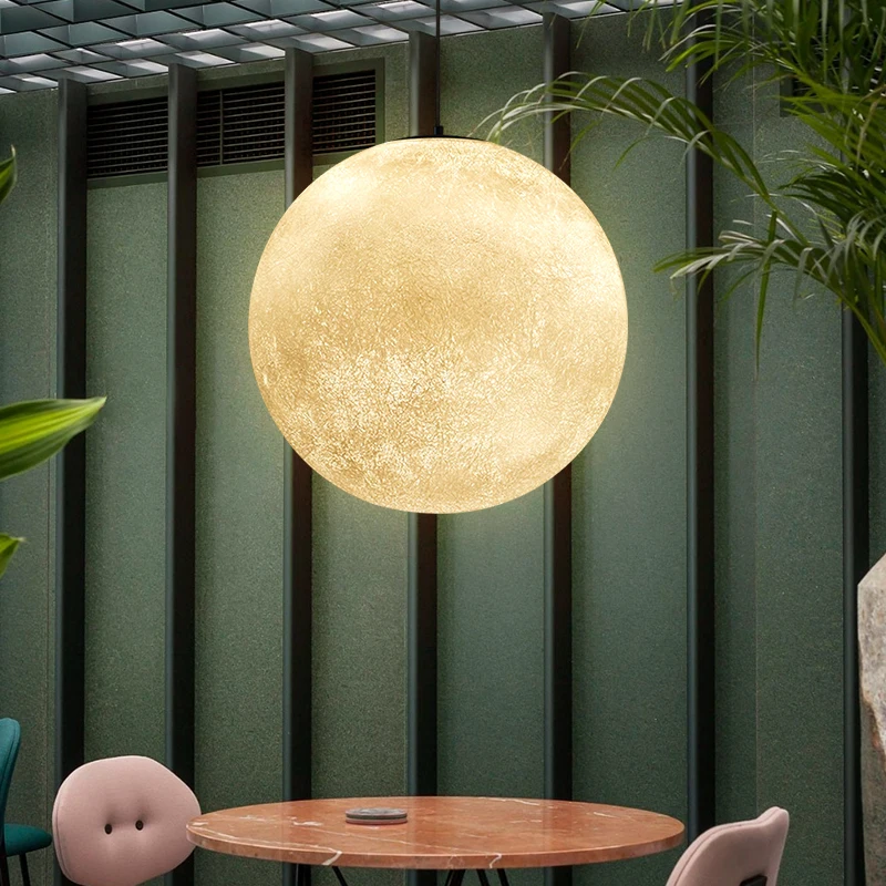 

Nordic creative moon lamp ball lamp pendant lights Lunar light romantic art restaurant living room bedroom shop decorative lamp