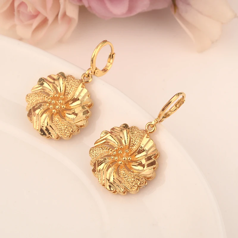 

gold flowerdrop earring Ethiopian/Nigeria/Kenya /Ghana Gold color Dubai african Arab Middle Eastern Jewelry Mom Gifts