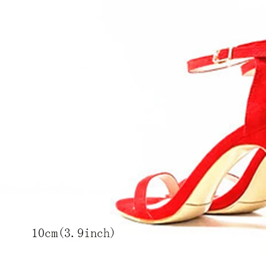 red suede 10cm Обувь для экзотических танцев; корейский стиль; свадебные туфли с открытым носком на каблуке; Фетиш; босоножки на шпильках; черные туфли-лодочки для стриптиза; женские блестящие туфли с ремешком на щиколотке - Цвет: red suede 10cm