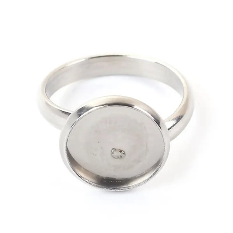 Модные регулируемые кольца из нержавеющей стали круглые настройки кабошона