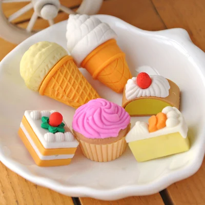 Eraser Set Kawaii милые Ластики для детей, резиновый набор ластиков для фруктов, тортов, овощей, еды - Цвет: Eraser Set