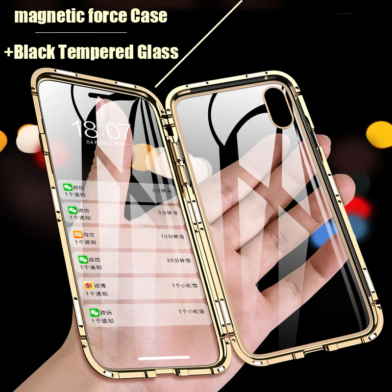 360 магнитный чехол для iPhone 7 6s Plus закаленное стекло 8 X XS MAX XR заднее |