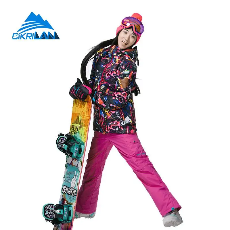 Зимняя водонепроницаемая лыжная куртка для женщин ветровка с подкладкой катания