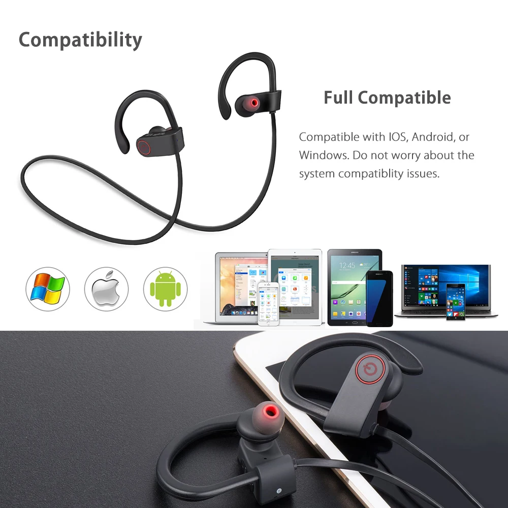 Aelic U8 Bluetooth наушники с микрофоном IPX7 водонепроницаемая Спортивная гарнитура