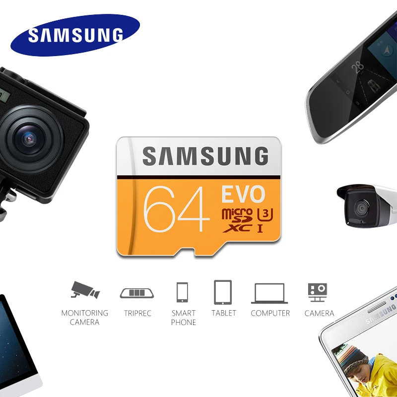 Карта памяти Microsd SAMSUNG EVO Plus Micro SD карта, 32 ГБ, 64 ГБ 512 ГБ 256 ГБ SDHC/SDXC Класс EVO+ класс 10 C10 UHS TF карты Модуль памяти Transflash карты памяти Microsd карта