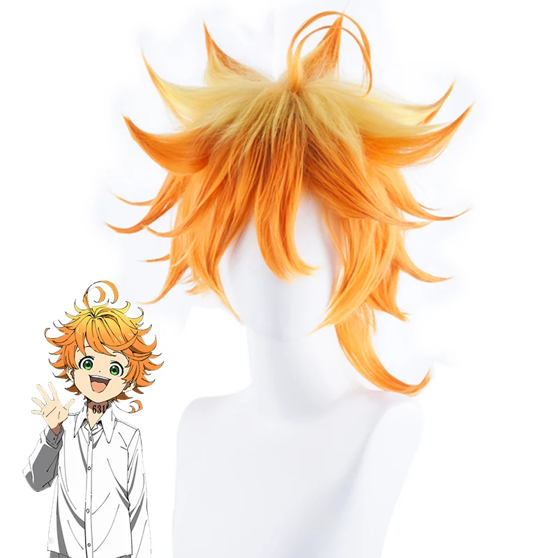 

Парик для косплея аниме Yakusoku no Neverland The Promised Neverland Emma, термостойкие синтетические волосы оранжевого цвета, парик с шапочкой