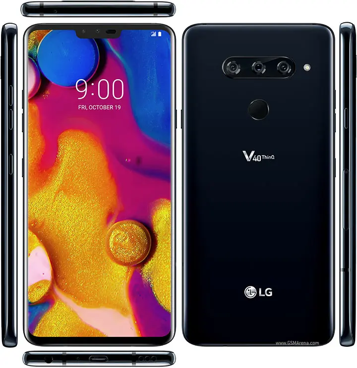 Разблокировка LG V40, ThinQ, 6,4 дюйма, 6 ГБ ОЗУ, 128 Гб ПЗУ, Android, четыре ядра, две фронтальные камеры, 3 тыловые камеры, отпечаток пальца, NFC, мобильный телефон