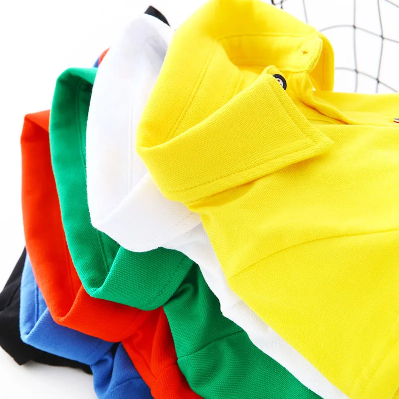 Хлопковая короткая однотонная летняя рубашка поло для маленьких мальчиков яркие