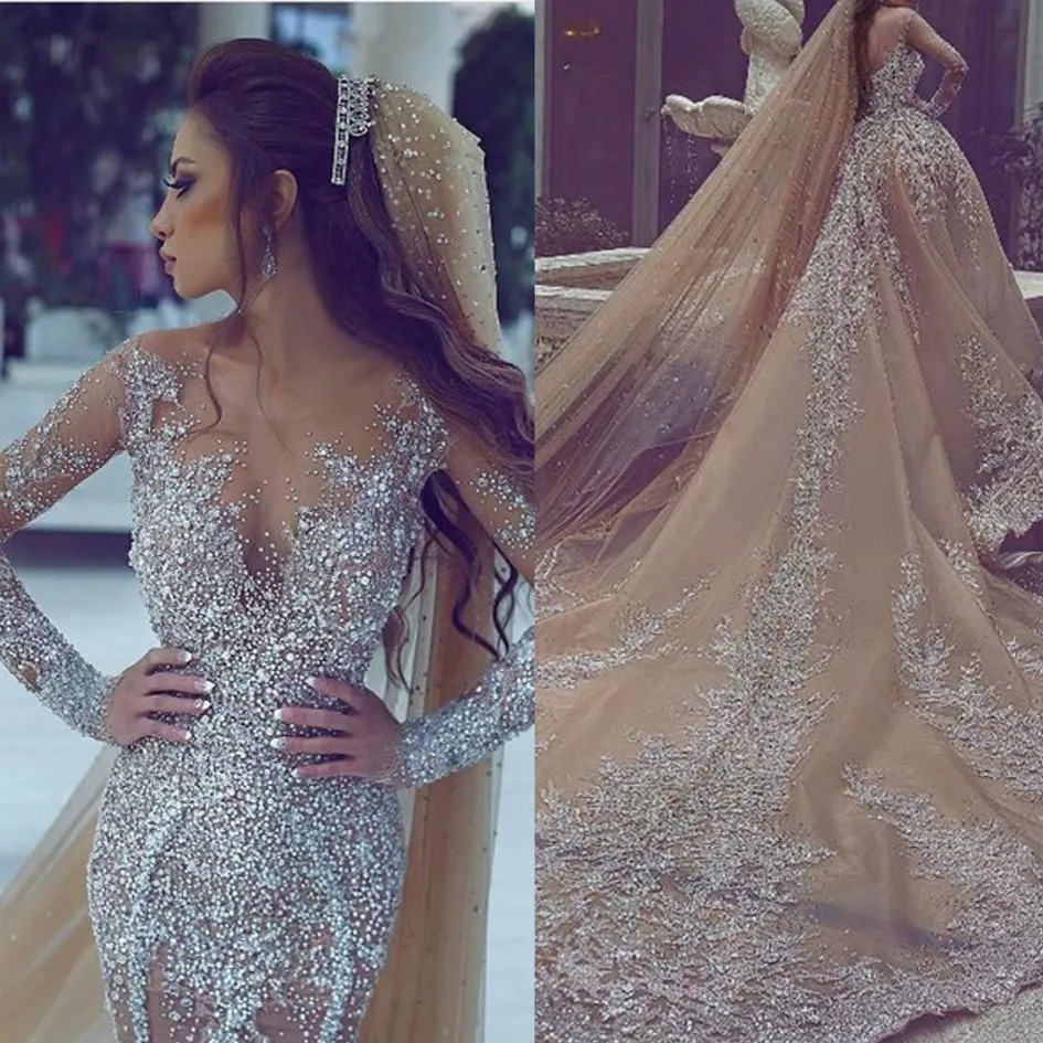 Свадебные платья в арабском стиле с бисером кружевные Романтические свадебные