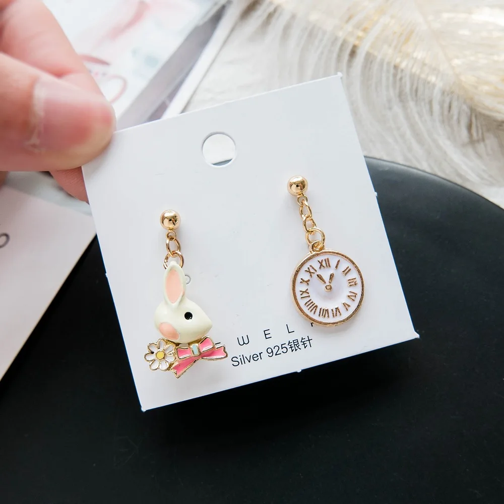 SUKI Cartoon Animal Chicken Enamel Earring Fried Eggs Cute Funny Women Alloy Asymmetric Drop Earrings Novelty Personalized Gifts | Украшения