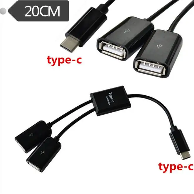 online (100 Pçs/lote) 2 Portas USB 3.1 Tipo-Tipo C Cabo HUB OTG 2 Em 1 USB3.1 C Macho Para Dupla USB 2.0 Feminino Cabo De Dados Para Letv 1 S