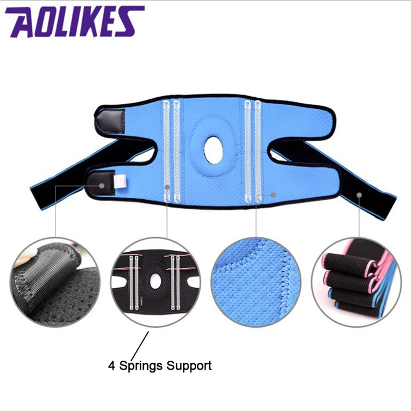 AOLIKES наколенник Coolfit Быстросохнущий силикагель 4 пружинный стабилизатор спортивный наколенник наколенники отверстие наколенник протектор