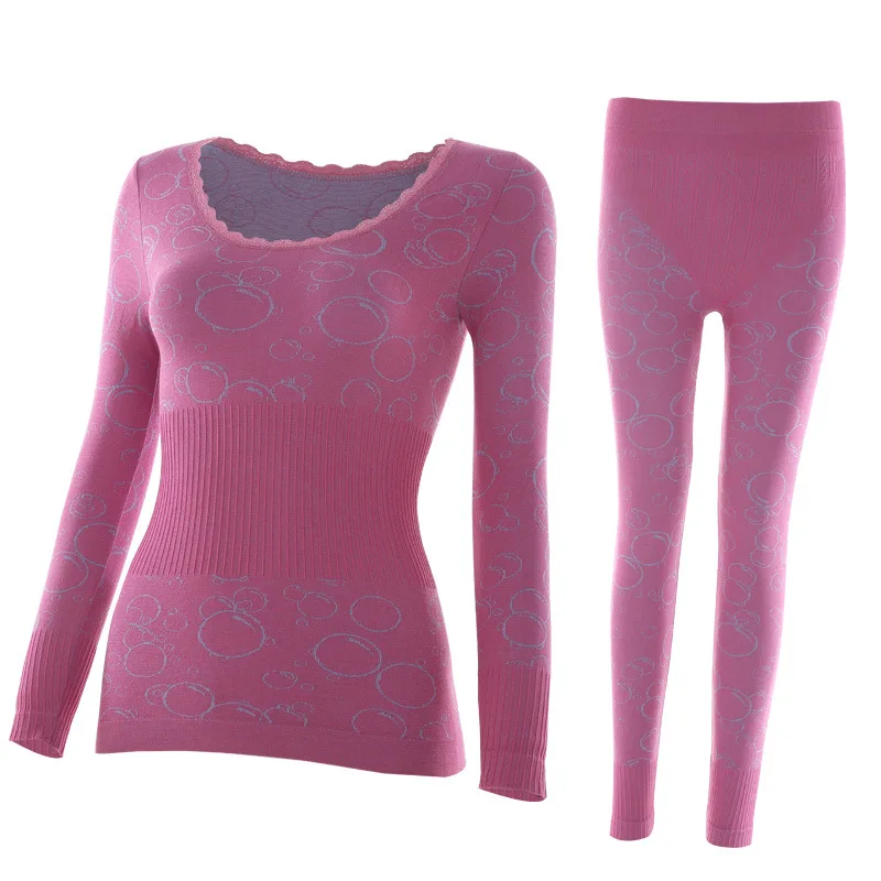 

Fashion sexy thermal underwear set body seamless autumn clothes long pants casual lace round neck thin section bottomi