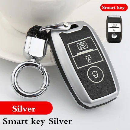 Smart key silver Цинковый сплав Кожа PU светящийся ключ чехол Брелок для KIA Rio Sportage QL ceed Optima Sorento cerato K2 K3 K4 K5 Picanto - Название цвета: Smart key silver
