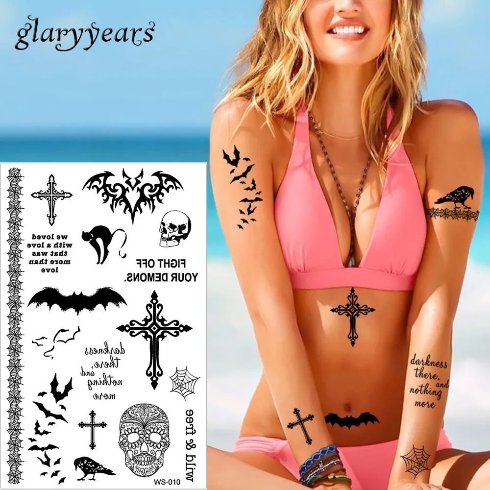 Яркие 4 вида конструкций 1 лист для Хэллоуина вечеринки татуировки в виде тыквы