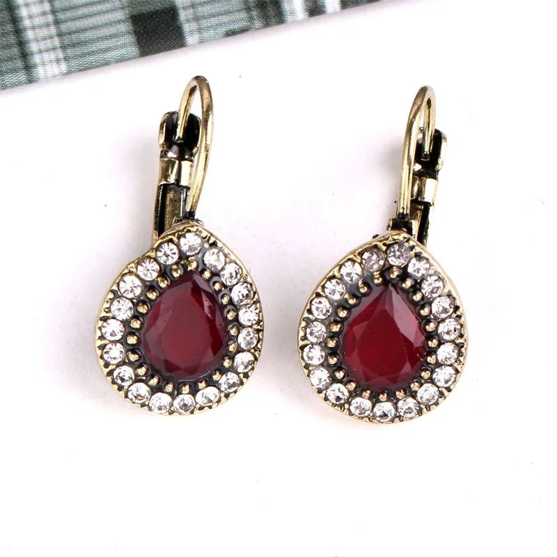 Женские винтажные серьги клипсы в стиле бохо золотистые стразы свадебные